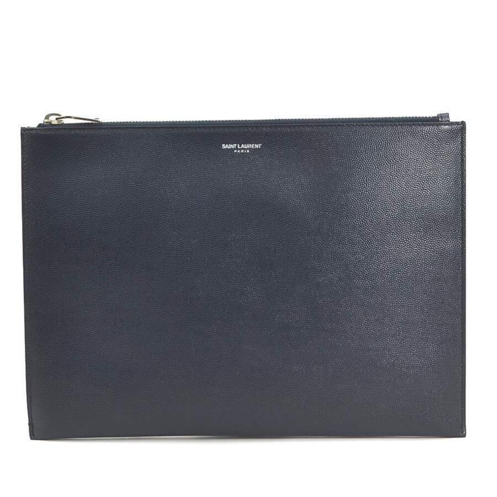 Saint Laurent clutch bag leather Navy Blue